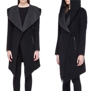 Mackage Joslyn Wool Hooded Coat Black Charcoal
